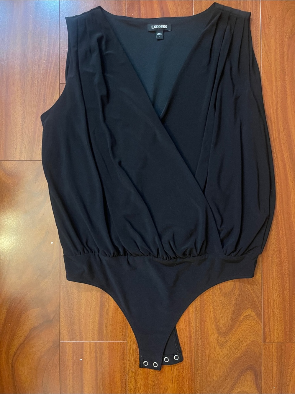 Express Black Sleeveless Faux-Wrap Bodysuit for Kids